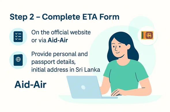 שלב 2 – מילוי טופס ETA באתר הרשמי או דרך Aid‑Air